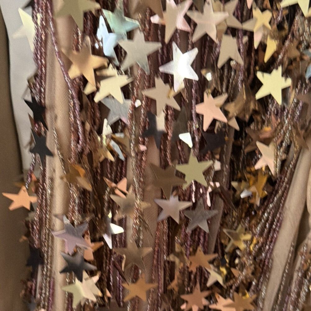 Nasty Gal Women's Beige Mesh Sheer Star Sequin Beaded Mini Dress Top US 6 - Picture 3 of 9